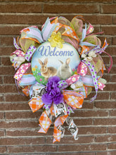 Load image into Gallery viewer, Welcome with bunnies wreath