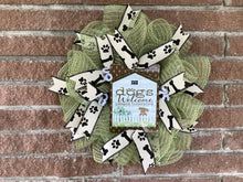 Load image into Gallery viewer, Pancake style mini wreath for front door, Dog lover home decor, Small wreath
